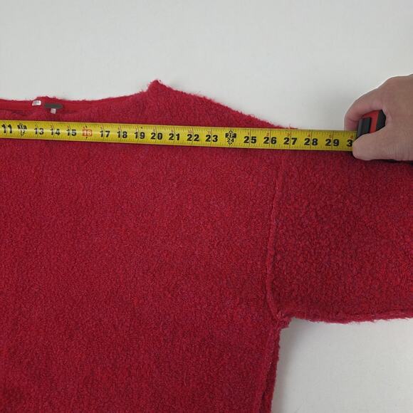 Free People Sweater Womens Small Red Boucle Knit Boat Neck Oversized Pullover - Picture 12 of 16